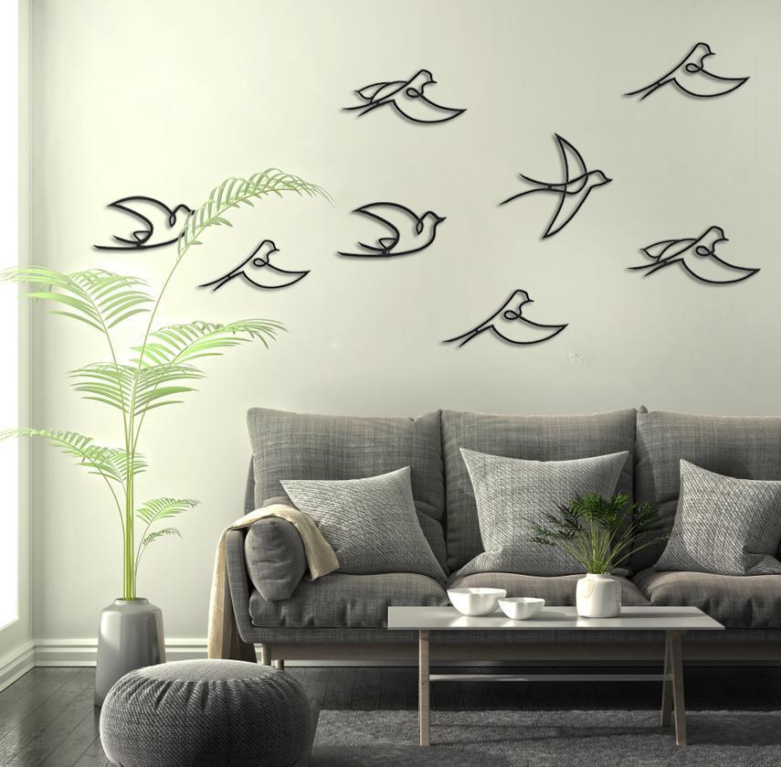 Metal duvar dekor-archtwain-Birds Wall Art Set-home office decorations