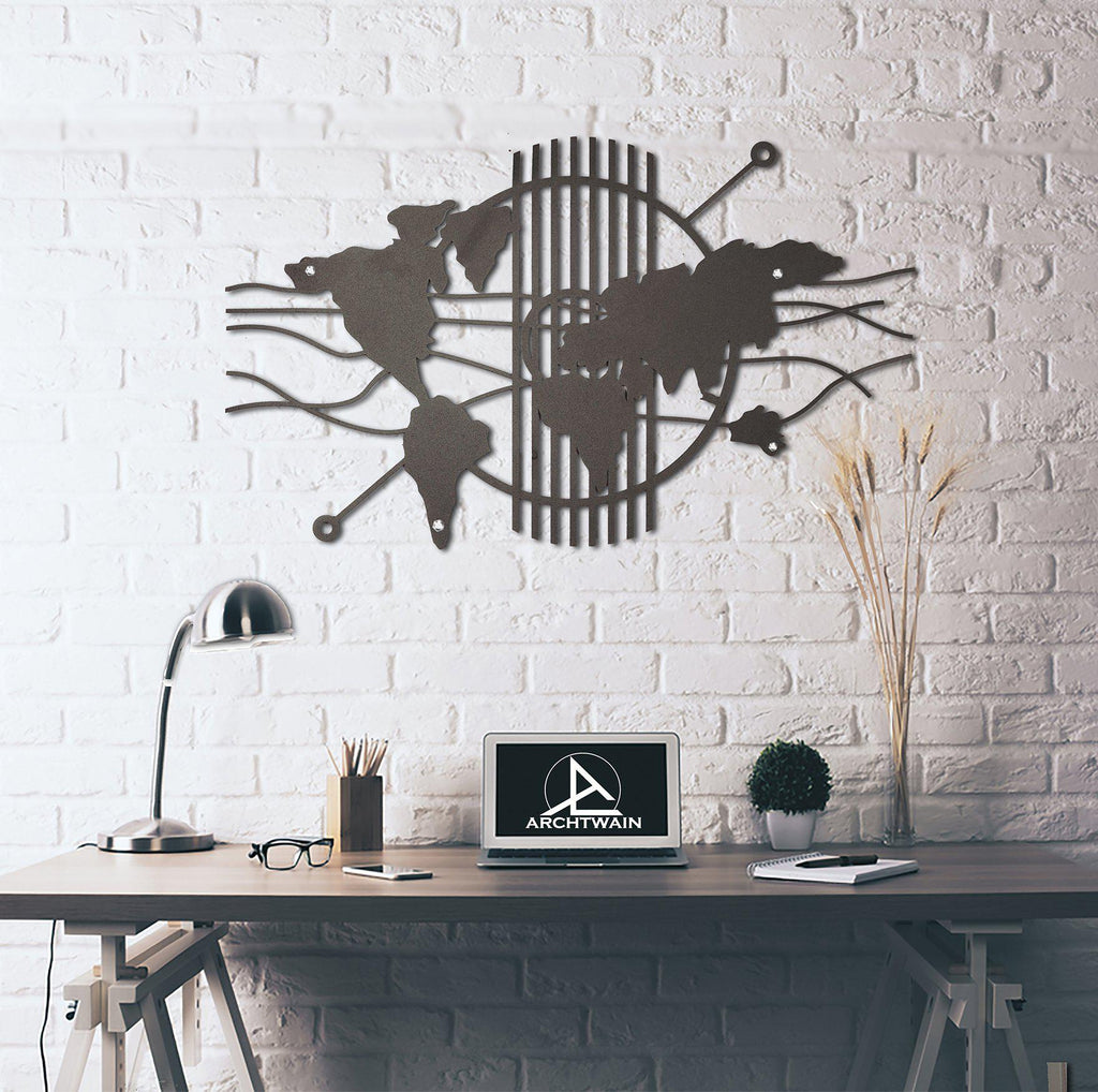 Metal duvar dekor-archtwain-World Map-home office decorations