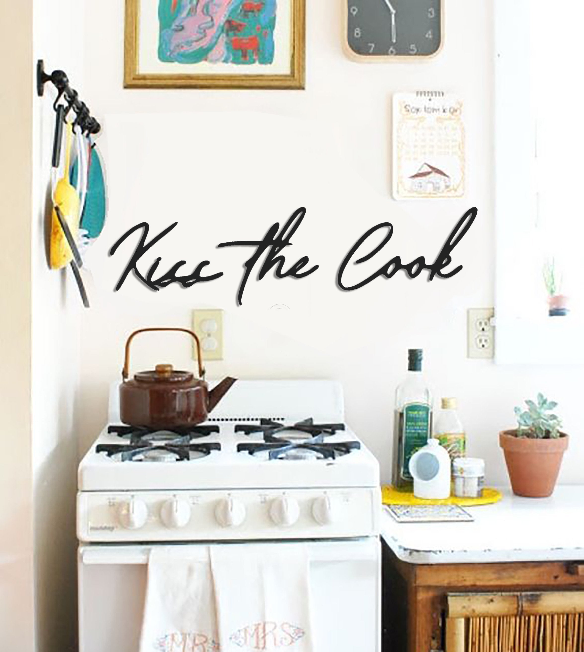 Kiss the Chef Print, Kitchen Wall Art, BBQ Gifts for Men, Choose Your  Colors and Change up the Words, Kitchen Decor, Birthday Gift for Him 